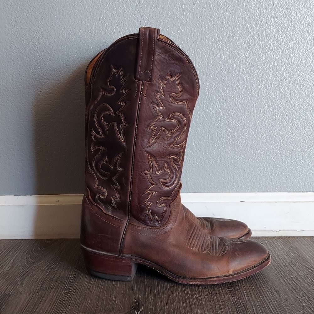 J. Chisholm | Brown Leather Cowboy Boots Shoe 9 D